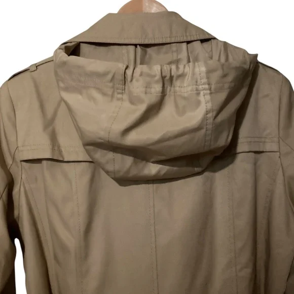 Cole haan khaki  belted hooded trench coat jacket - Picture 7 of 11